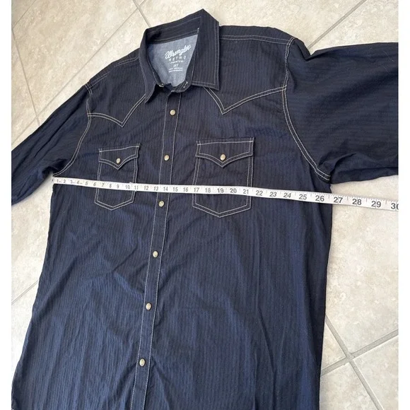 Wrangler Retro Premium Shirt Men's 3XT Snap Button Down Black Striped Western - Picture 5 of 8